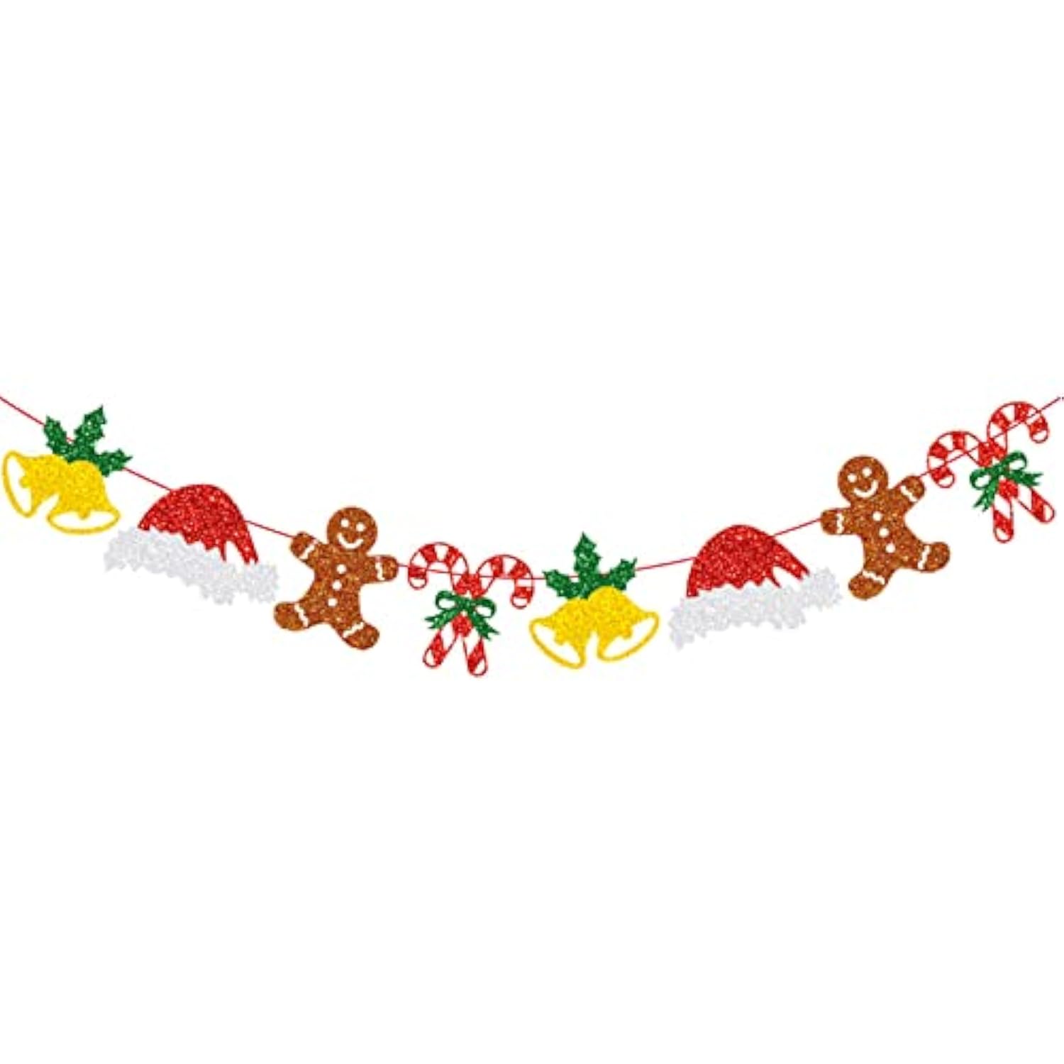 Merry Christmas Banner Christmas Bell Gingerbread Man Xmas Sign Christmas Hat Banner Party Decorations