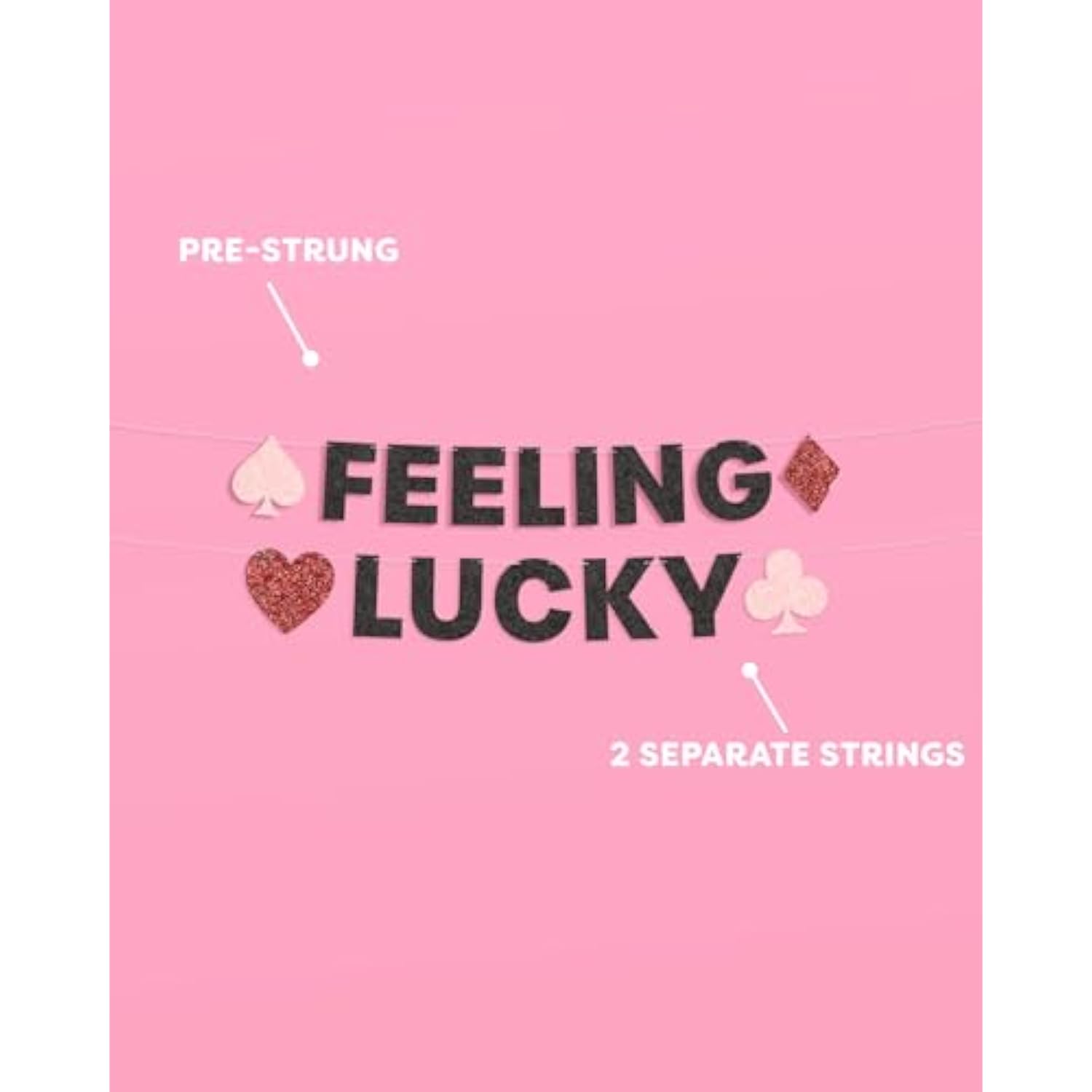 Feeling Lucky Sparkle Banner - 5 Ft. | Bachelorette Decoration, Birthday Party Sign, Casino Decor, Girl Cocktail Backdrop, Vegas Photo Booth Background