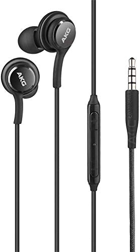 OEM Earbuds Stereo Headphones for  Galaxy S10 S10e Plus Cable - Designed by AKG - with Microphone and Volume Buttons (Black) - 2 Pack