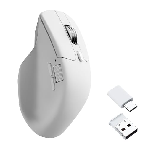 M6 Wireless All Silent Gaming Optical Mouse, 1000Hz Tri-Mode 2.4 Ghz/Bluetooth 5.3/Wired, Pixart 3311 Sensor, 12000 Dpi, Magnetic Metal Scroll Wheel For Windows Pc/Mac - White