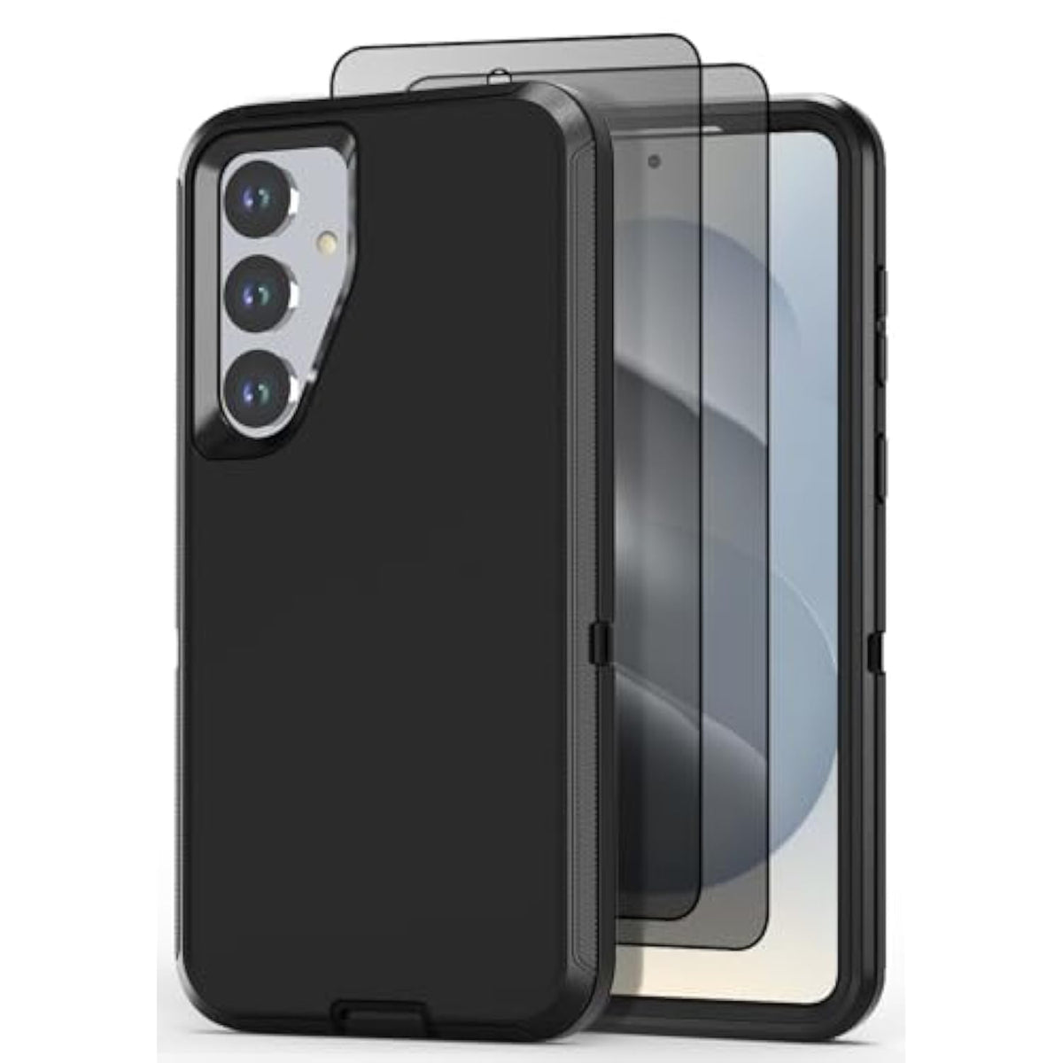 Designed For Samsung Galaxy S24/S25 Case [With Privacy Screen Protector] 3-Layer Full Body Protection Rugged Shockproof Heavy Duty Phone Case Cover, Black