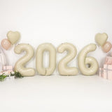 40 Inch Beige Foil Number 2026 Balloons for New Year and Graduation Decor