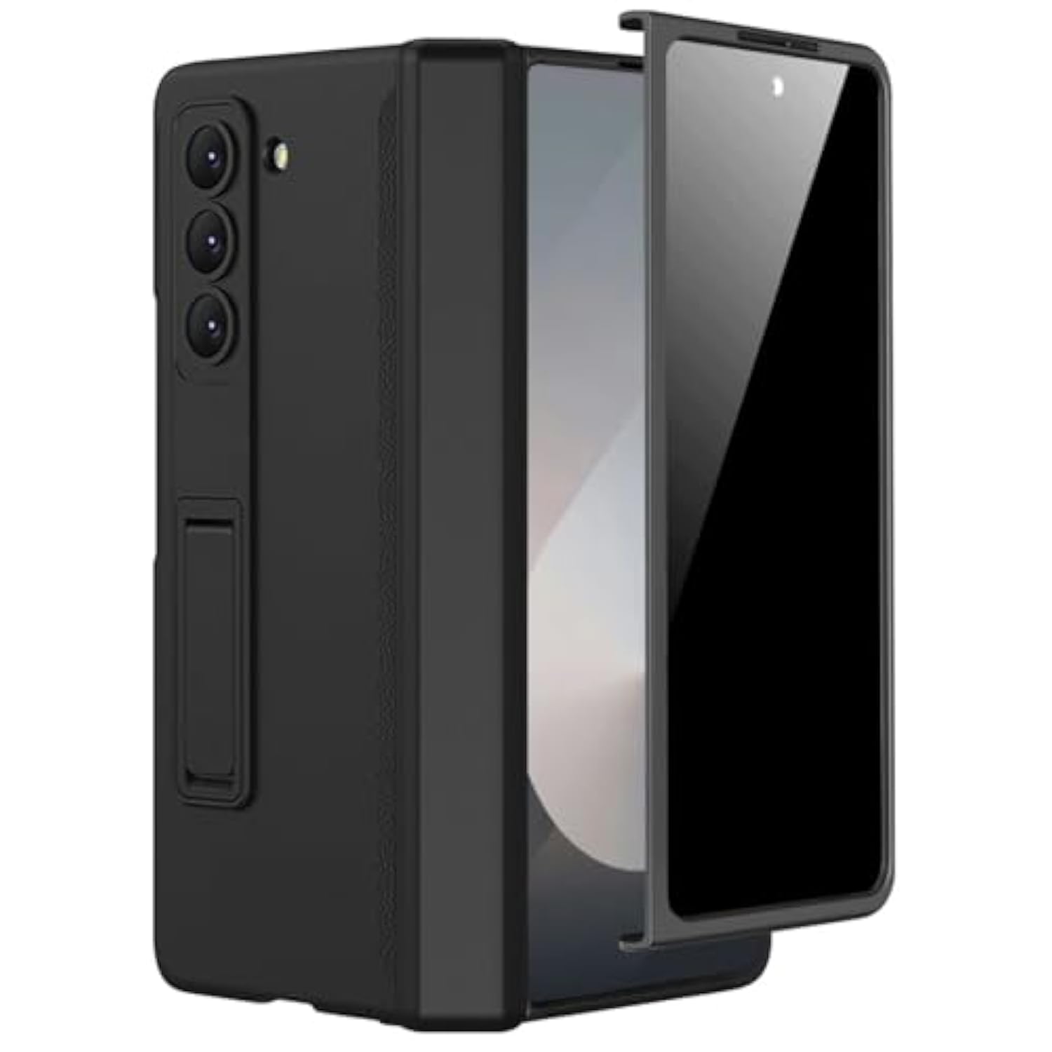 Miimall for Samsung Galaxy Z Fold 6 Case with Privacy Screen Protector, [Anti Spy] Built-in Adjustable Kickstand & Magnetic Hinge Protection Full-Body Protective Case for Galaxy Z Fold 6 5G Black