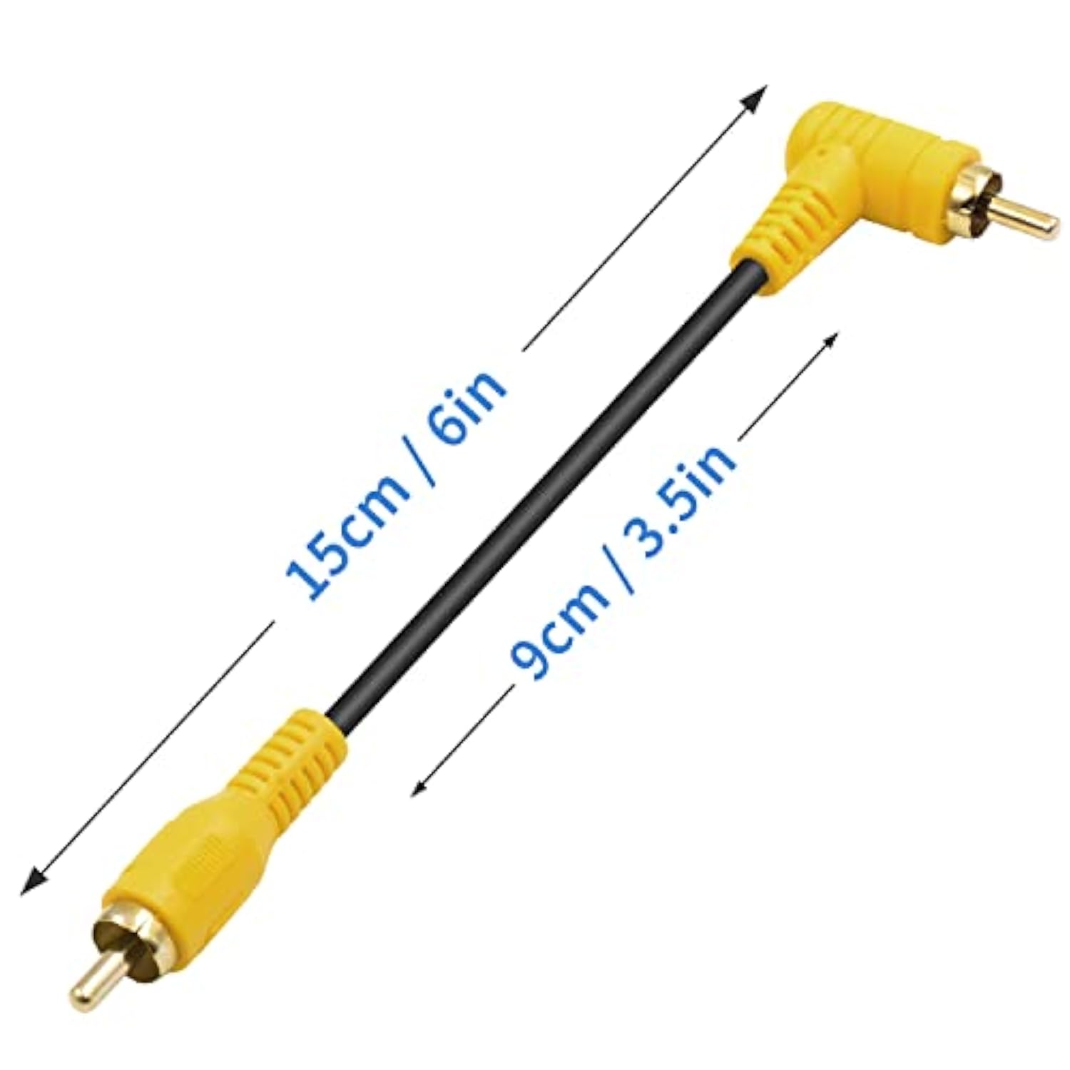 90 Degree Rca Video Extension Cable 6In/15Cm, Short Rca Subwoofer Cable, Right