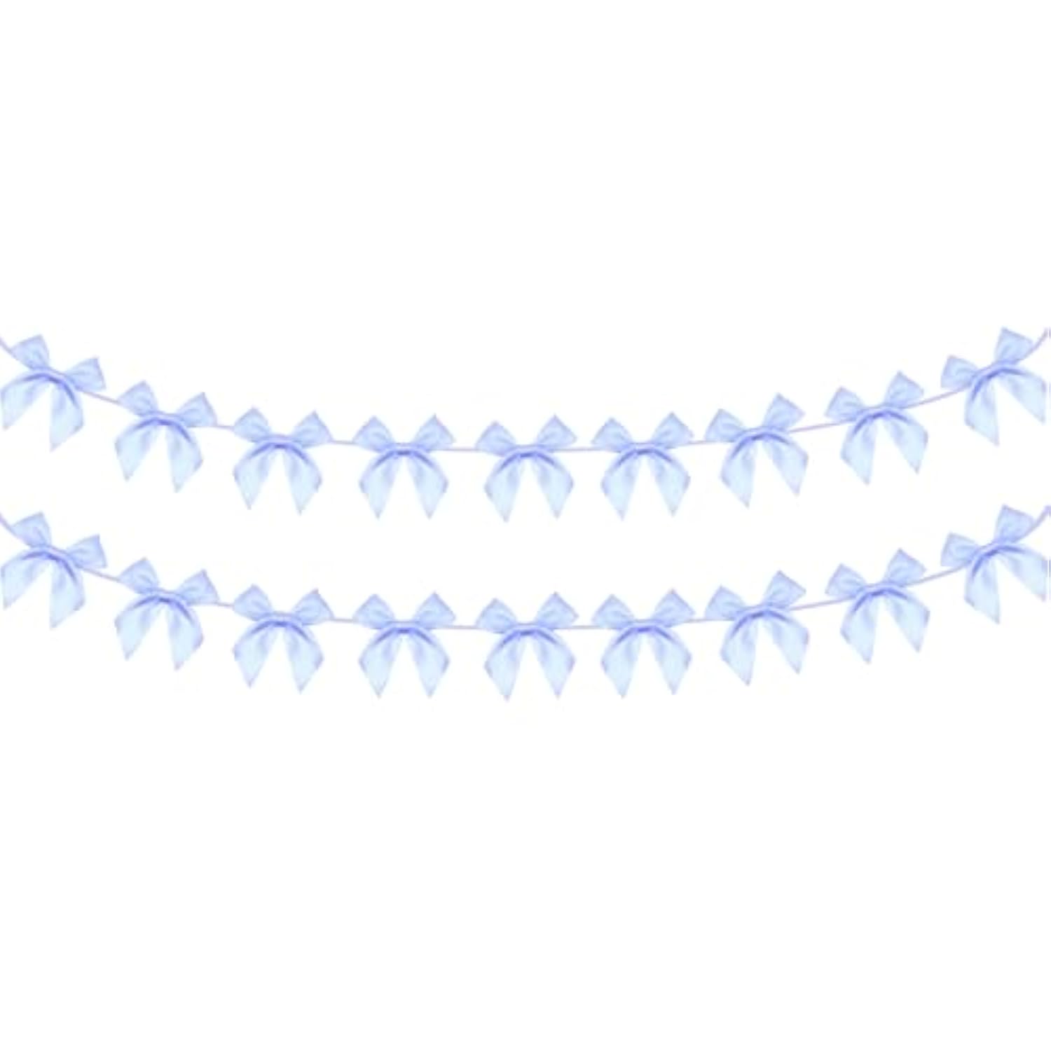 2Pcs Bow Garland Banner, Ribbon Bow Party Decorations For Baby Shower Girls Bow Coquette Birthday Party Decor (Blue)
