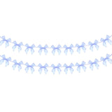 2Pcs Bow Garland Banner, Ribbon Bow Party Decorations For Baby Shower Girls Bow Coquette Birthday Party Decor (Blue)