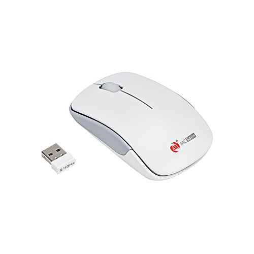 Mcsaite 2.4G Slim Wireless Mouse With Nano Receiver (White)