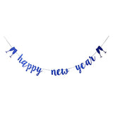 Happy New Year 2026 Banner Blue Glitter New Years Eve Party Decorations