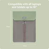 – Laptop Bag 16 Inch Case - Universal Laptop Sleeve – Water Resistant Durable Cover - Sage