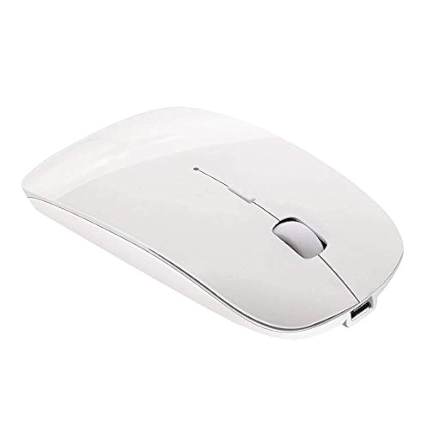Tsmine Bluetooth Wireless Mouse - Slim Rechargeable, Noiseless Click & 3 Adjustable DPI Levels for Laptop, Tablet, iMac, MacBook Air - White