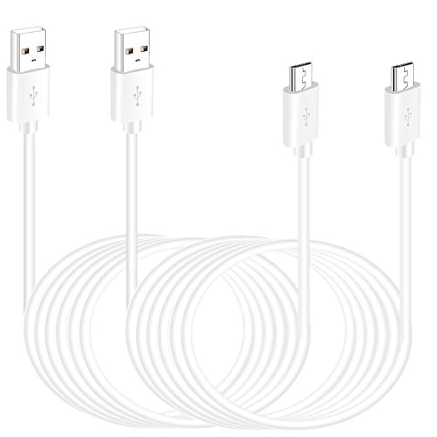 2 Pack 16.4Ft Micro Usb Cable Extension Power Cord For Wyze Cam Yi Camera,Ring Indoor Cam (2Nd Generation),Ps4 Controller Charger Cord Long Old Android Charger Usb A To Micro Usb Charging Cable 15 Ft