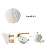 Pom Poms Tissue Paper Honeycomb Balls Flower Ball Wall Decor Pom Poms Decoration For Birthday Party Wedding Nursery Shower (White, 8Pcs-8In)