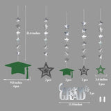 2025 Graduation Banner Party Decorations Green Graduation Cap Garland Kit Congrats Grad Supply For Prom Backdrop Decoration Ceiling Decor High School College Kindergarten Home Celebrations