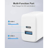 20W Dual Port Fast Charger For Ipad 9Th 8Th 7Th 6Th 5Th Generation 10.2 Inch, Ipad Air 3/2, Ipad Mini 5/4/3, Foldable Wall Charger With 6.6Ft Usb-C To Lightning Fast Charging Cable