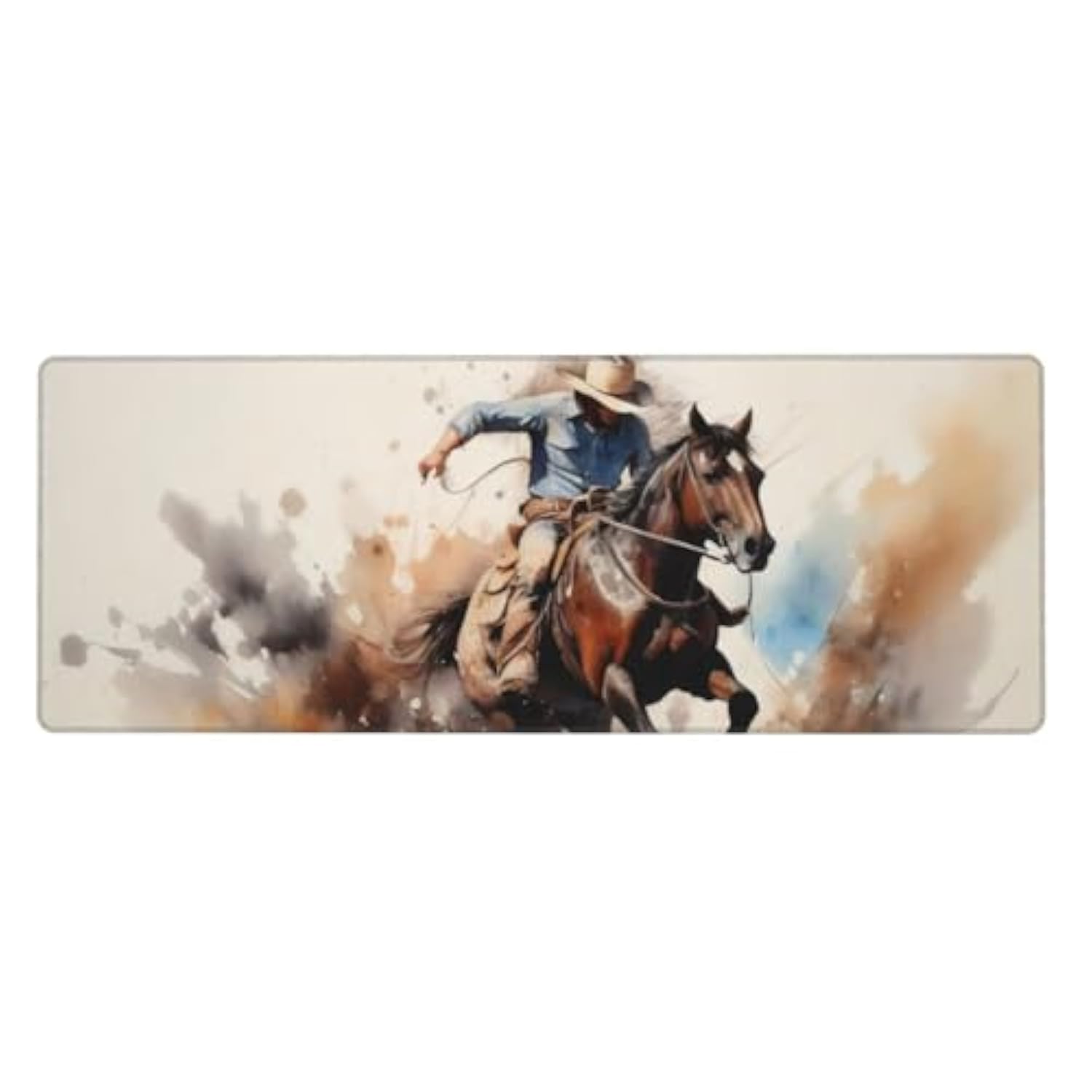 Gaming Mouse Pad, Large Non-Slip Rubber Base Mousepad, Keyboard Mouse Mat, Desk Pad With Stitched Edges, 31.5X11.8Inch, Western Cowboy