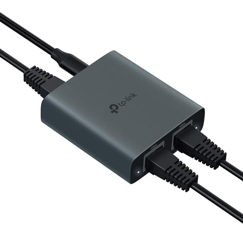 Ethernet Splitter 1 To 2, 1000 Mbps High Speed Dual-Port Internet Splitter, Compatible W/ Cat8/7/6/5E/5, Usb-C & Ethernet Cables Included, Aluminum Case, Plug And Play For Routers & More Eh210