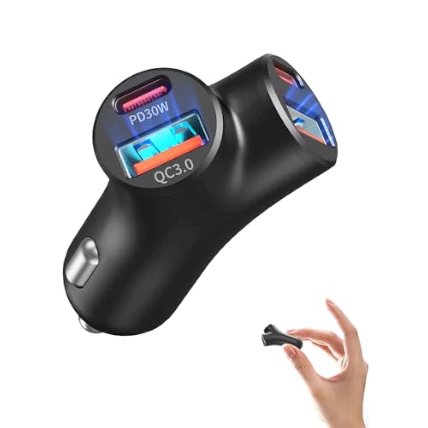 Mini Usb C Car Charger, Bifurcated 4-Port Dual Pd 30W & Qc 18W Phone Car Charger Fast Charging Cigarette Lighter Adapter For Iphone 16 15 14 13 Pro Max, Ipad, Samsung S24 S23 S22, Pixel 9 8, Android