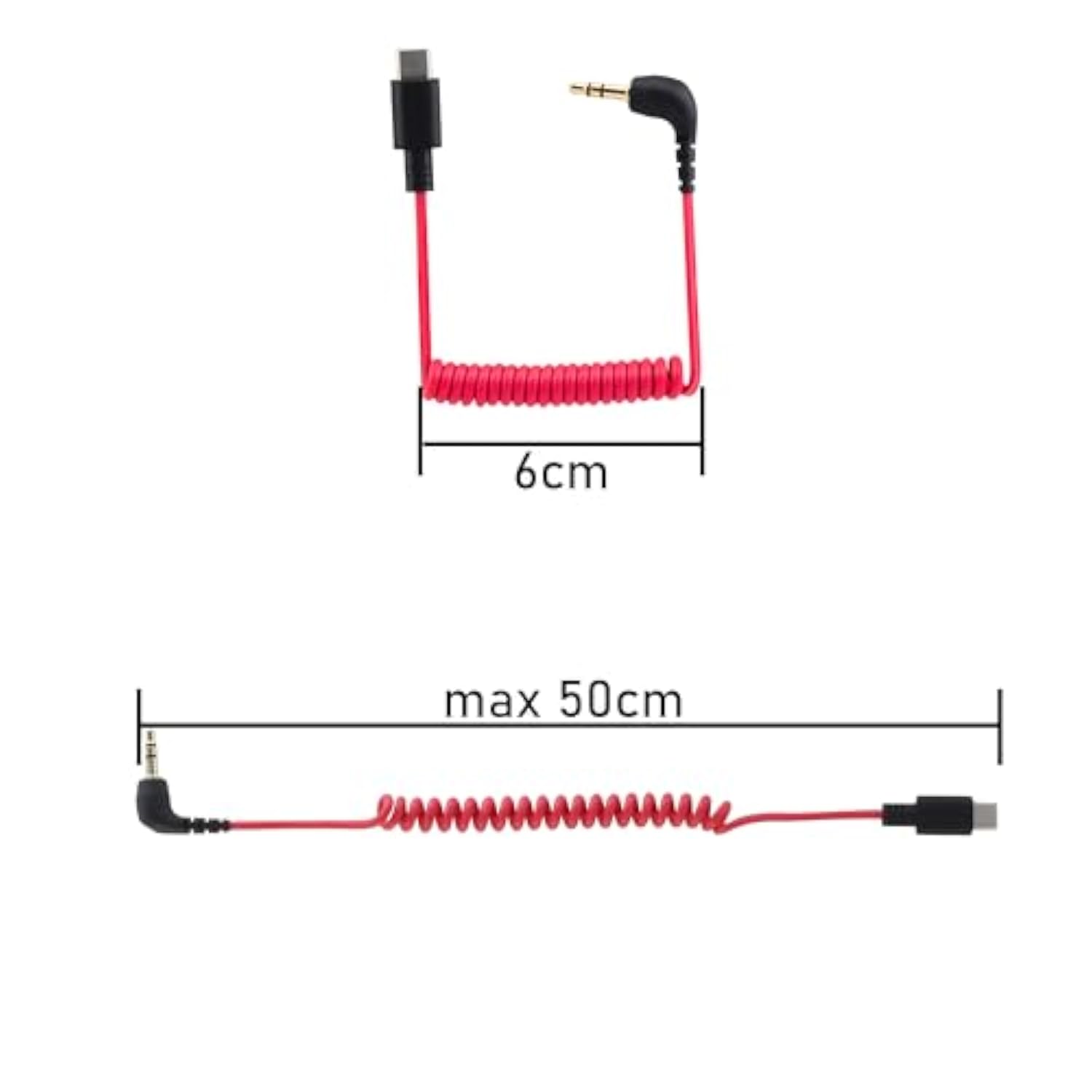 Usb C To 3.5Mm Cable For Rode Wireless Go Ii, Coiled Right Angle Trs Male Dac Aux Adapter Audio Cord Compatible With Iphone 15 Pro Max Plus, Galaxy S23 Ultra, Pixel 7 Ipad Air Mini