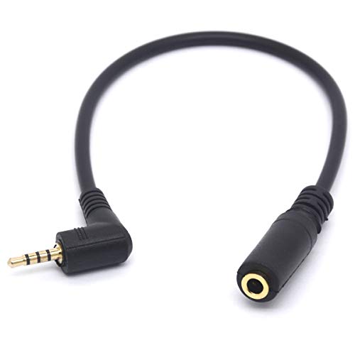 Angled 2.5mm Male to 3.5mm Female Audio Cable Headphone Adapter, 4 Pole 2.5 to 3.5 Stereo Earphone Headset Converter