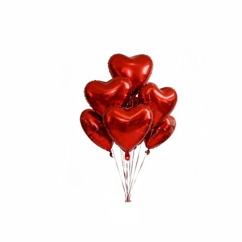 12 Pcs 18 Inch Red Heart Foil Balloons, Mylar Love Heart Helium Balloons for Wedding, Birthday Party, Valentines Day, Engagement Anniversary Party, Baby Shower Decorations