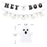 Hey Boo Glitter Ghost Banner Happy Halloween Party Supplies for Indoor Outdoor Decor