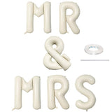 40 Inch Beige MR & MRS Balloons for Wedding Decor, Large Cream Mr and Mrs Foil Balloon Letter, Ivory White Sand Mr to Mrs Banner Sign for Bride Groom Engagement Couple Sweetheart Party Decorations