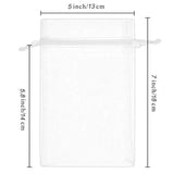 100Pcs 5X7 Inches White Organza Bags Christmas Drawstring Pouches Party Wedding Favor Bags Goodie Bags(White 5X7)