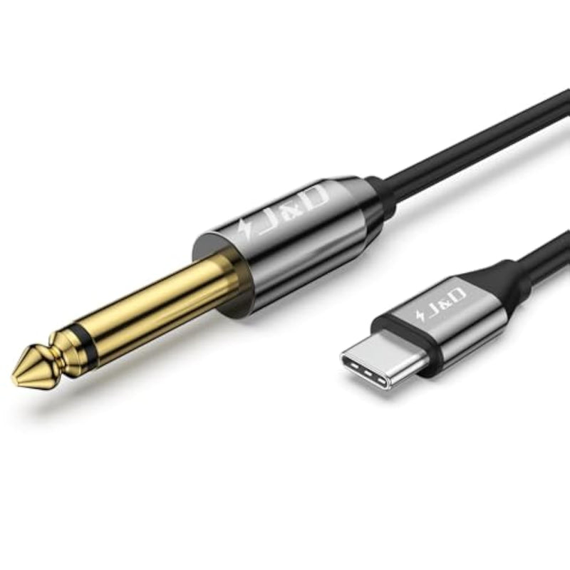Usb-C To 6.35Mm 1/4 Inch Ts Audio Cable, Gold Plated Usb Type C To 1/4" Male Mono Interconnect Aux Adapter Cable Compatible With Iphone 15/16 Series, 6.5 Feet