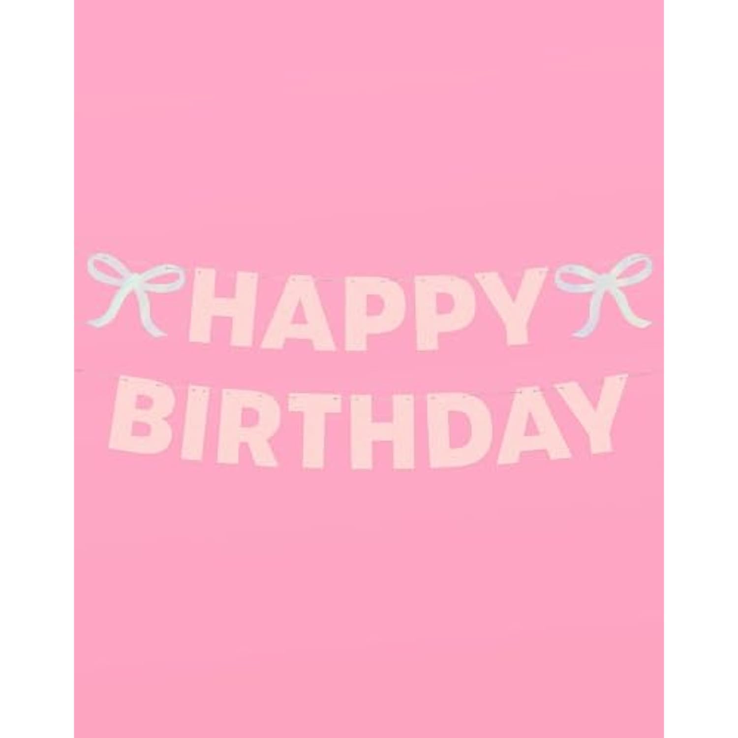 Foil + Pink Glitter Happy Birthday Banner Princess Bow Garland, 21st, Coquette Decor