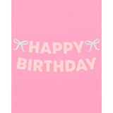 Foil + Pink Glitter Happy Birthday Banner Princess Bow Garland, 21st, Coquette Decor