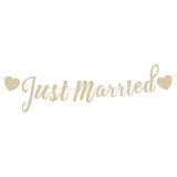 Just Married Banner, Pre-Strung Glitter Wedding Decorations For Reception, Just Married Car Decorations, Wedding Signs For Ceremony And Reception