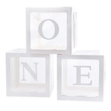 First Birthday Decorations For Boy Or Girl, 3 Pcs One Balloon Boxes For 1St Birthday, Baby Clear Blocks Party Decor With One Letters For Photoshoot Props, Cake Smash Backdrop