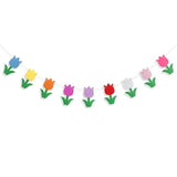 Felt Fabric Tulip Banner - Felt Tulip Flower Garland/Bunting, Girls Room Decor,Spring Or Easter Flower Decoration (Green)
