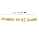Cheers To 45 Years Gold Glitter Banner - 45Th Birthday And Anniversary Party Decorations