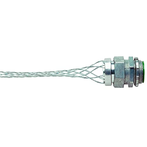 Legrand Box94 Flexcor Wire Mesh Grip, Wide Range, Straight Male, Dust Tight, 1-1/4" Npt, 0.940"-1.250" Cable Grip Range, Silver (1 Count)