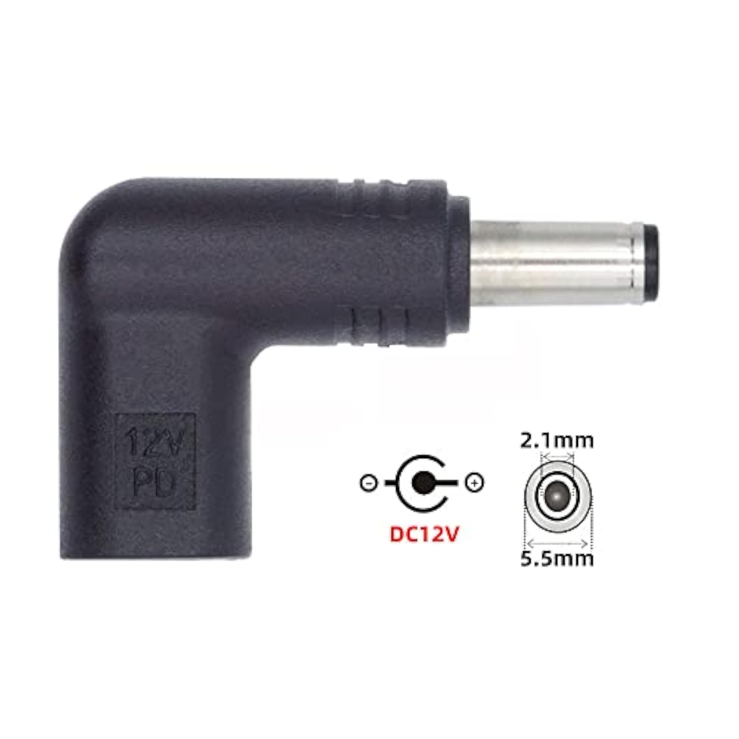 cablecc USB 3.1 Type C USB-C Female to DC 12V 5.5x2.1mm Plug 90 Degree Angled