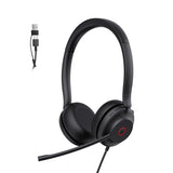 UH35 USB-C/A Headset with Noise Cancelling Microphone, Wired Headphones for Computer PC, Mute Button, Compatible with Zoom, Google and Other Leading
