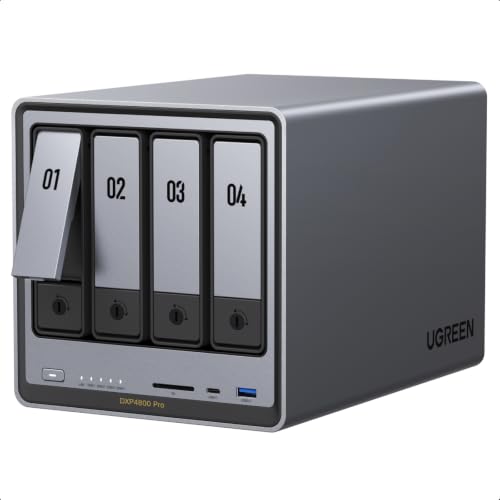 Nas Dxp4800 Pro 4-Bay Desktop Nas, Intel Core I3-1315U 6-Core Cpu, 8Gb Ddr5 Ram, 128G Ssd, 1X 10Gbe, 1X 2.5Gbe, 2X M.2 Nvme Slots, 4K Hdmi, Network Attached Storage (Diskless)