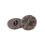 12 Pieces Flower Flourish Dark Copper Color Metal Shank Buttons. 20Mm