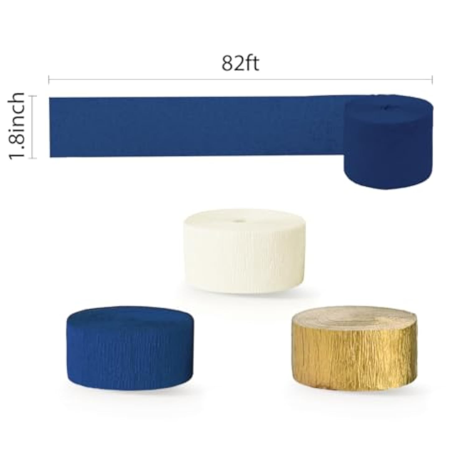 Navy Blue Party Decorations - 6 Rolls Navy Blue Gold Ivory Crepe Paper Streamers Tassels Paper For Graduation Party Bridal Shower Wedding Birthday Supplies