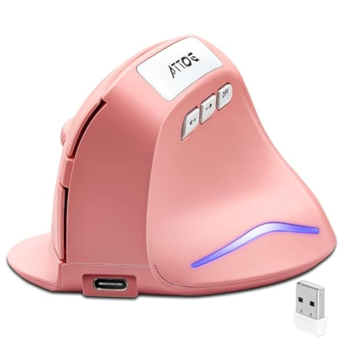 Wireless Vertical Ergonomic Optical Mouse, Pink Computer Mouse With 3 Adjustable Dpi 1000/1600/ 2400, 5 Buttons For Laptop, Desktop, Pc, Macbook
