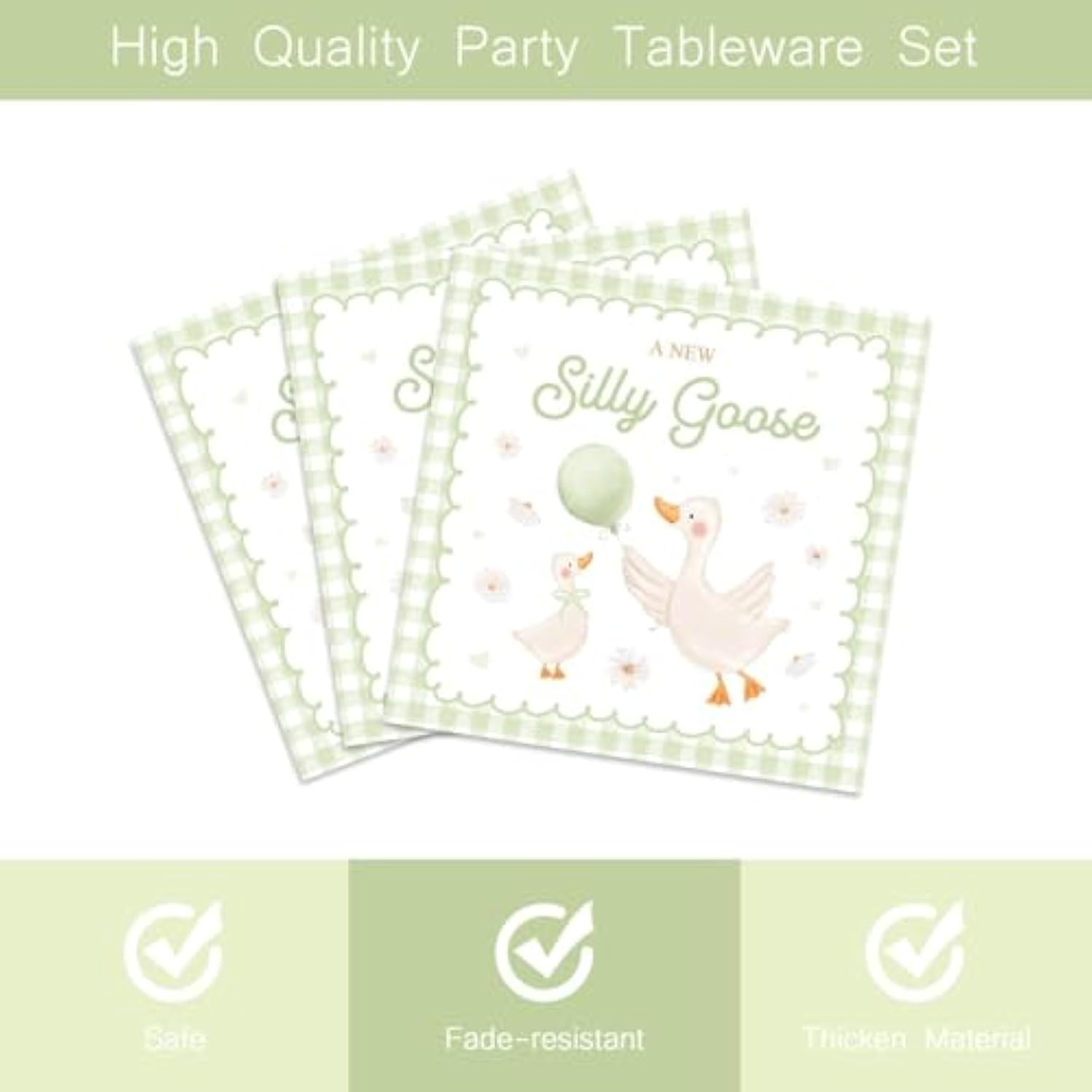 96Pcs A New Silly Goose Baby Shower Tableware Kits Goose Theme Disposable Paper Plates And Napkins Set For 24 Guests Farm Animal Baby Shower Supplies For Girls Boys