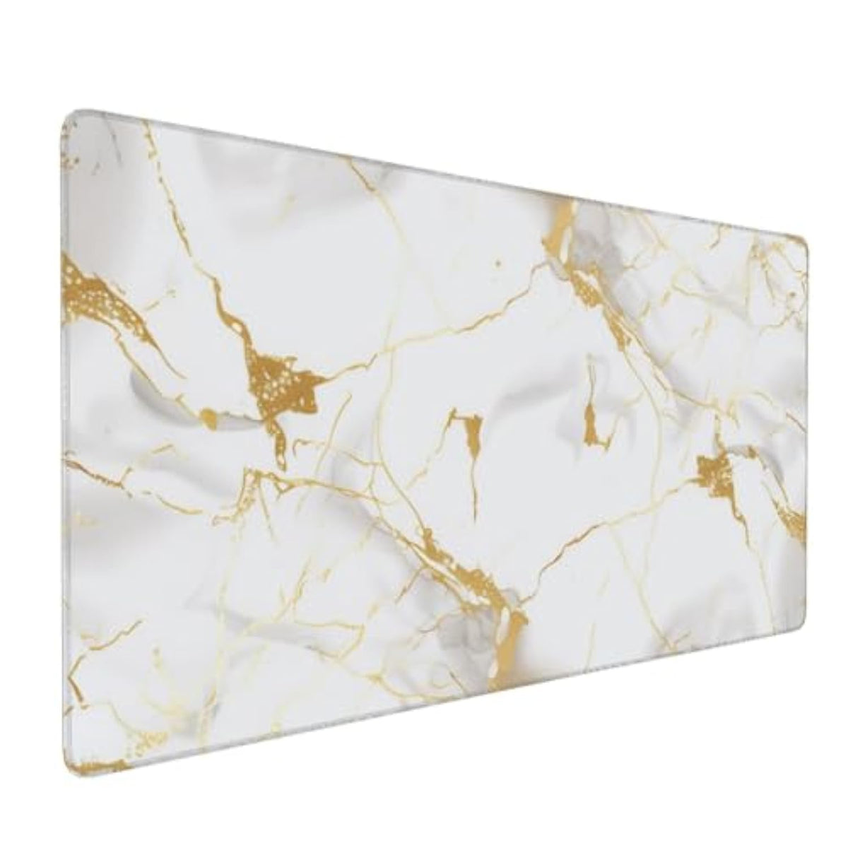 White Gold Marble Large Mouse Pad Non-Slip Desk Mat For Keyboard And Mouse Waterproof Gaming Mousepad Desk Pad Computer Accessories For Home Office 15.7X35.4Inch