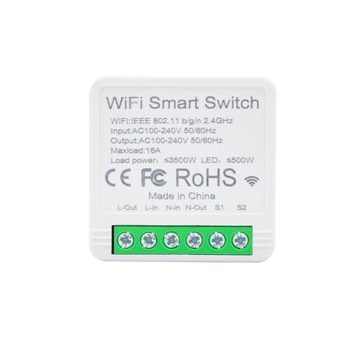 16A Mini Wifi Smart Switch Relay Module Compatible With Alexa & Google Home, Ewelink App Remote Control, Voice & Timer Schedule For Light, Fan, No Hub Required