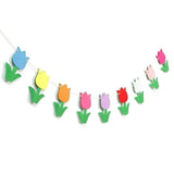 Felt Fabric Tulip Banner - Felt Tulip Flower Garland/Bunting, Girls Room Decor,Spring Or Easter Flower Decoration (Green)