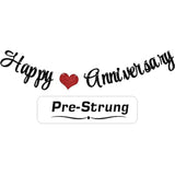 Black Glittery Happy Anniversary Banner For Wedding Anniversary Party Decorations