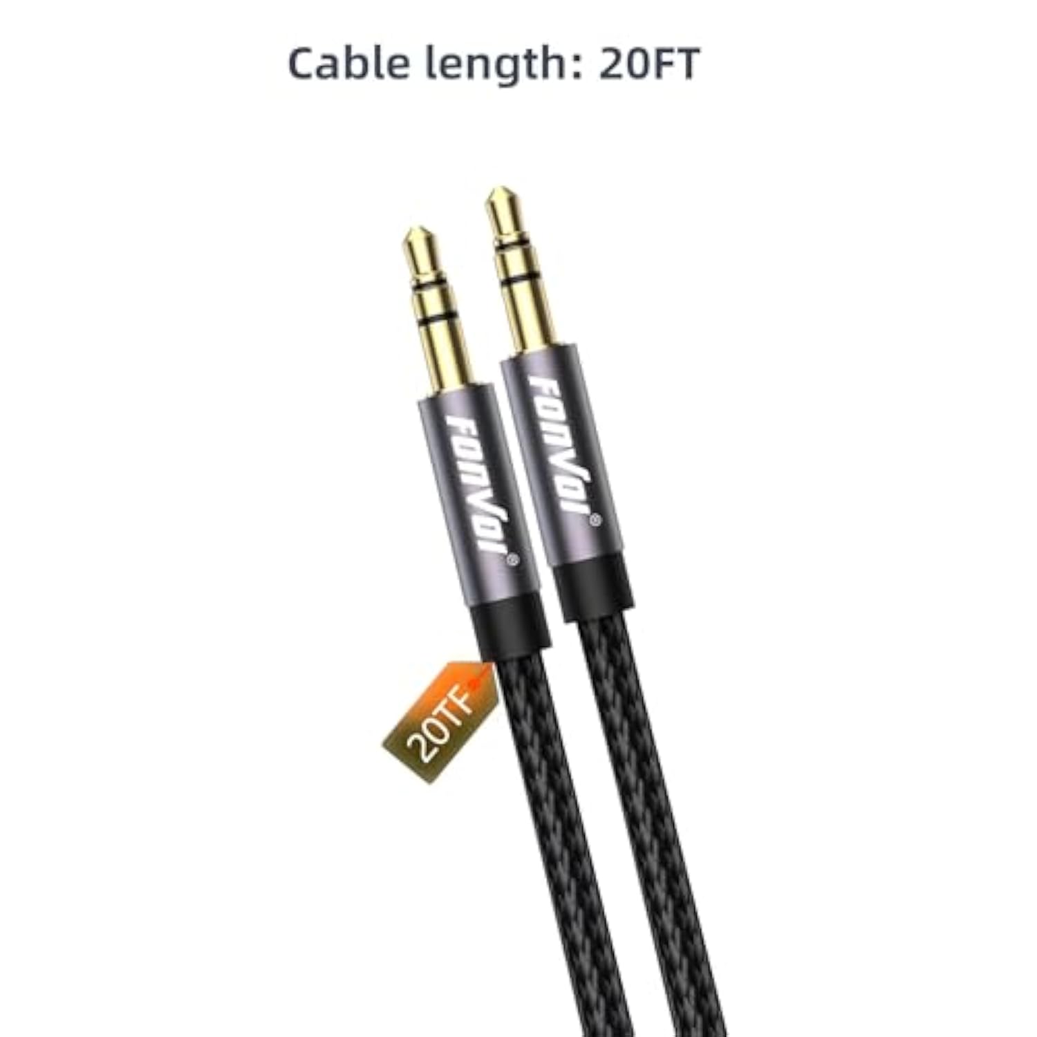 Aux Cable,3.5Mm Audio Aux Cord For Car,Braided 3.5Mm Male To Male Stereo Cable, Compatible With:Headphones, Phones, Ipod,Car Audio,Mp3 And More (20Ft)