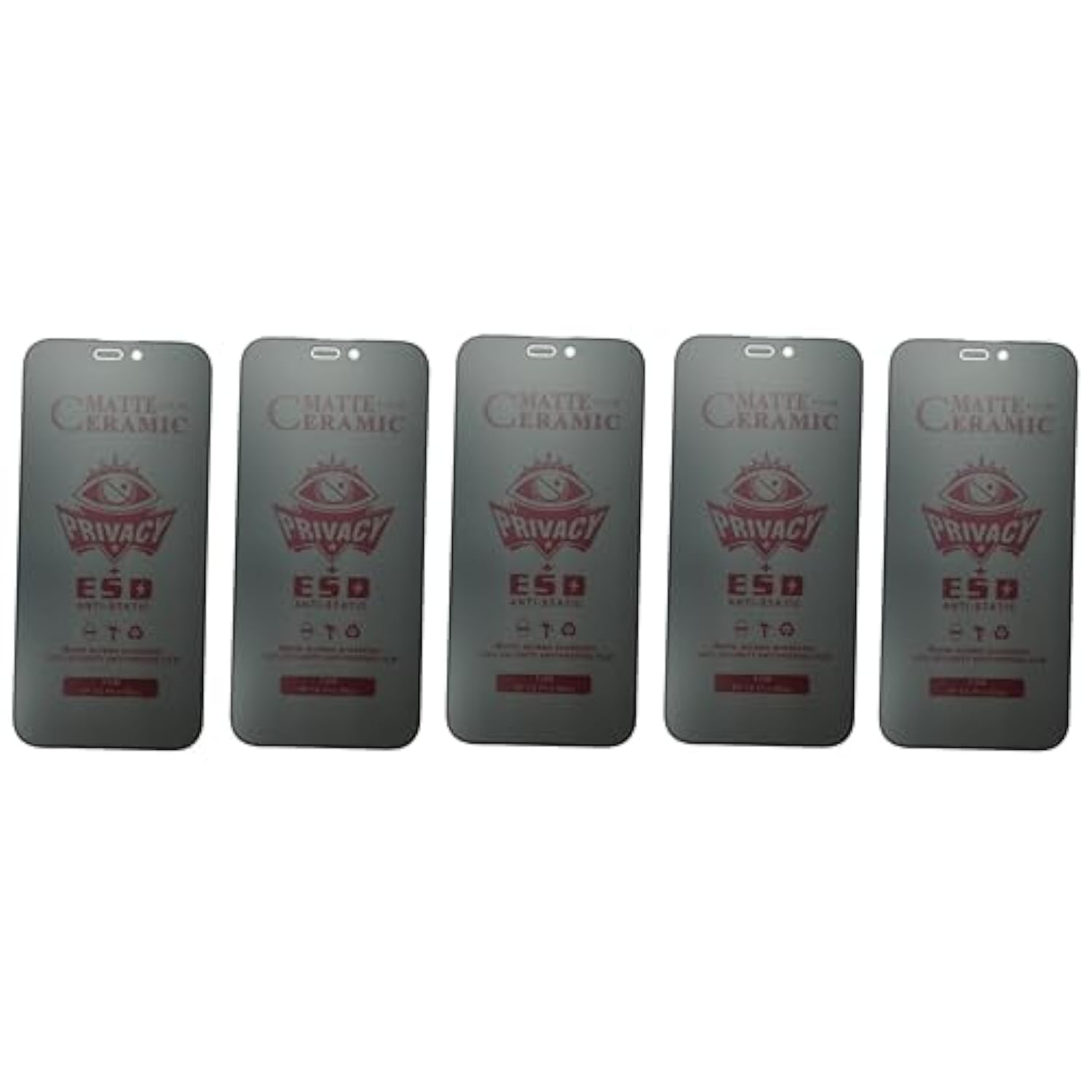 Matte Privacy [5 Pack] Ceramic Screen Protectors For Iphone 16 Pro Max - Durable Flexible Shockproof Protection Film