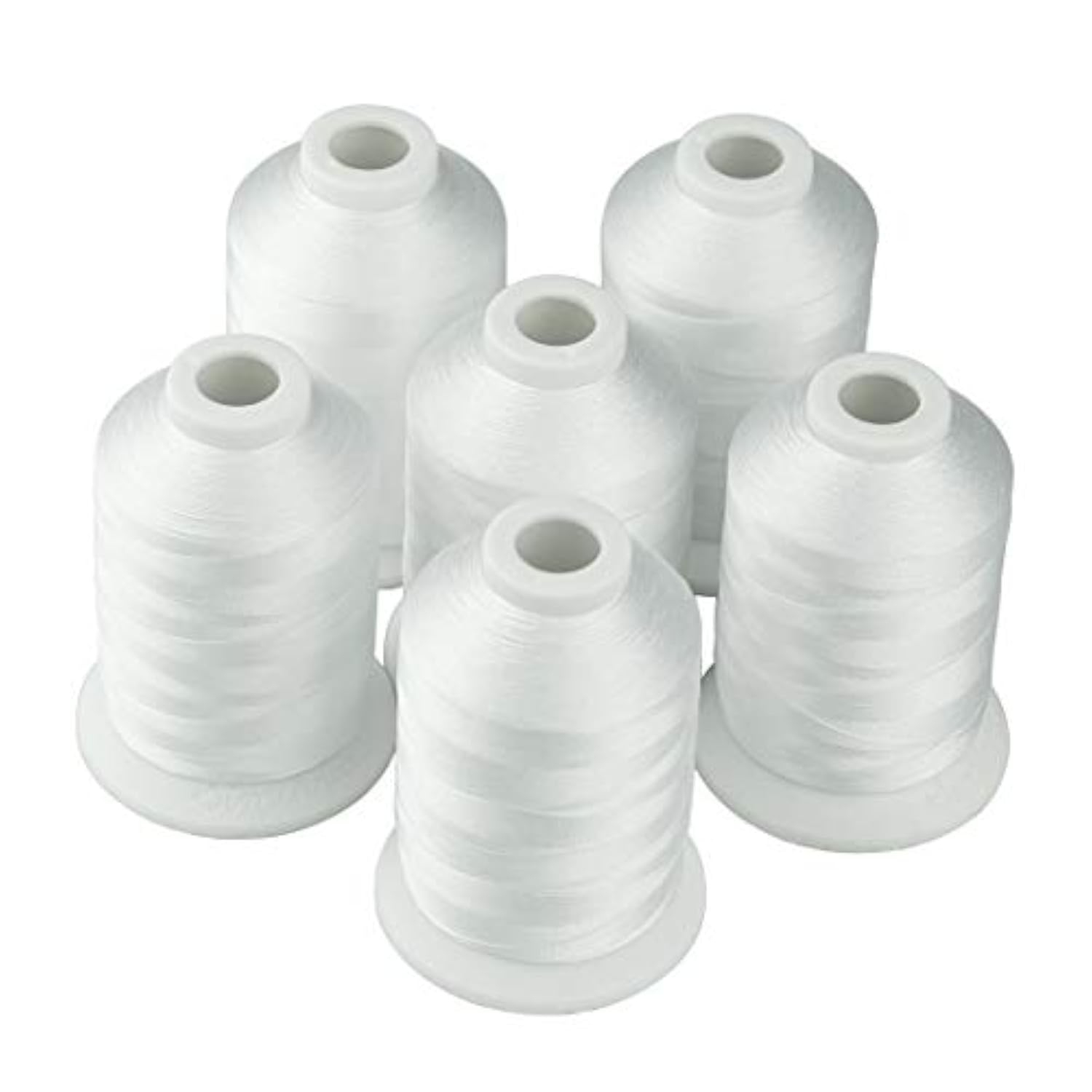 6pcs White Polyester Machine Embroidery Thread 1000M for Home Machines