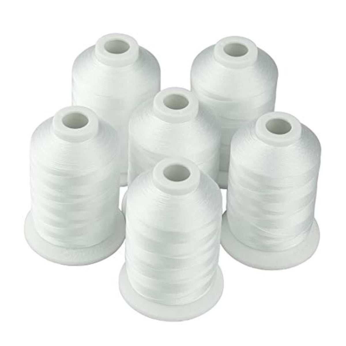 6pcs White Polyester Machine Embroidery Thread 1000M for Home Machines